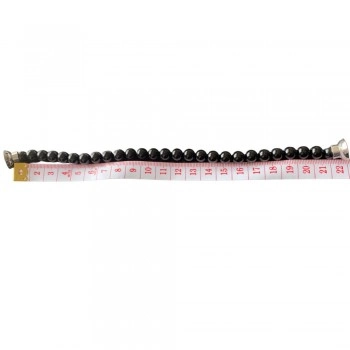 PULSEIRA EM ÁGATA PRETA FECHO 23 EM AÇO COM IMÃ - 21CM