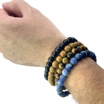 PULSEIRA OLHO DE TIGRE FECHO 23 EM AÇO COM IMÃ - 21CM